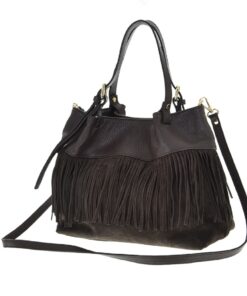 WŁOSKA TOREBKA BORSE IN PELLE WOREK ZAMSZ NAT. PREMIUM BRĄZOWA 154A