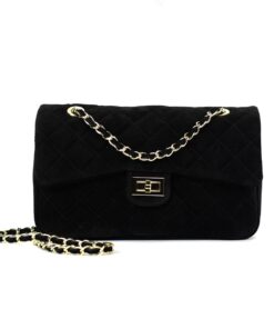 TOREBKA ZAMSZ NAT. BORSE IN PELLE PIKOWANA KRATKA FLAP CZARNA 680ZA1